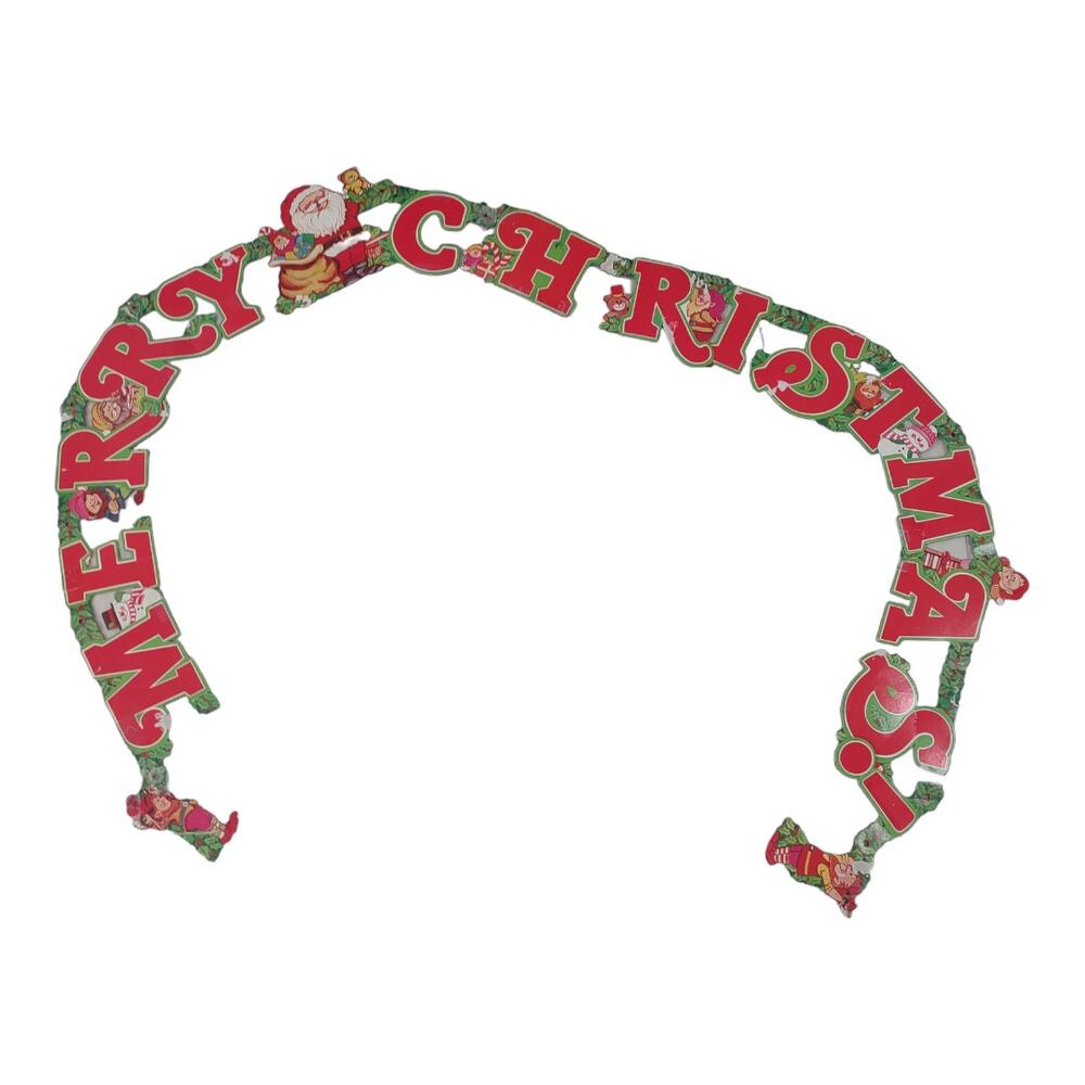 Vintage Swivel Cardboard Christmas Banner Sign Holiday Decorations Home Decor